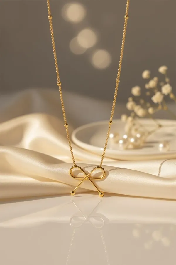 Anti_Tarnish_Bow_Necklace_For_Women_Dainty_Ribbon_Pendant_Chain