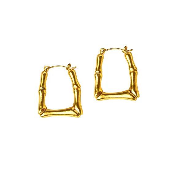 Anti_Tarnish_Gold_Rectangle_Hoop_Earrings_For_Women_Bamboo_Style