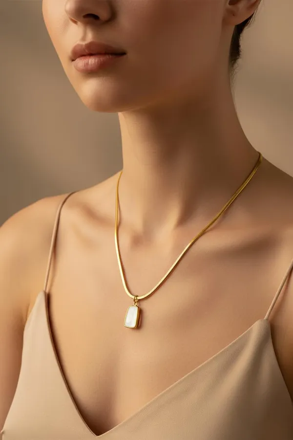 White_Emerald_Marble_18K_Gold_Plated_Necklace_With_Chain_For_Women_Girls