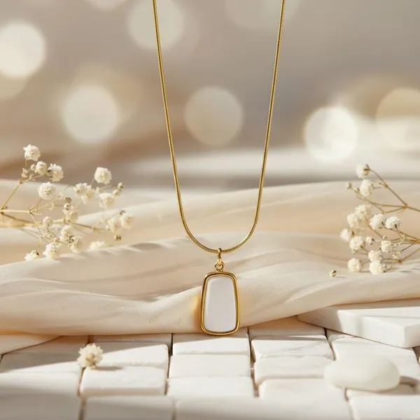 White_Emerald_Marble_18K_Gold_Plated_Necklace_With_Chain_For_Women_Girls