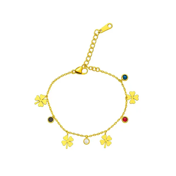 Anti_Tarnish_Bracelet_For_Women_Girls_|_Gold_Plated_Adjustable_Chain_With_Four_Leaf_Clover_Charms