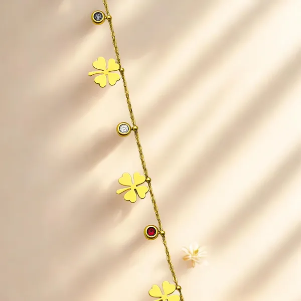 Anti_Tarnish_Bracelet_For_Women_Girls_|_Gold_Plated_Adjustable_Chain_With_Four_Leaf_Clover_Charms