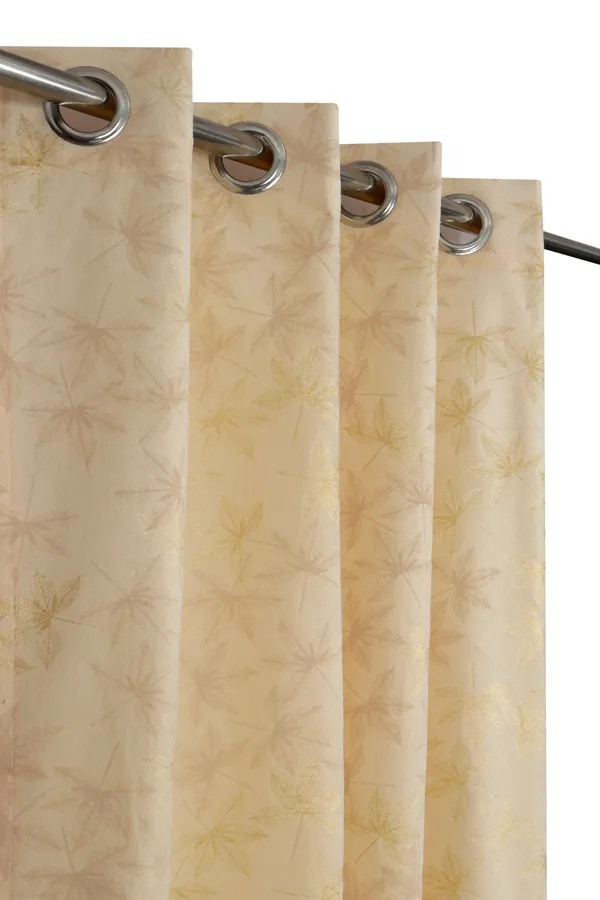 Elegant_Beige_Curtains_With_Subtle_Leaf_Pattern_-_Set_Of_2_Panels_With_Grommet_Top