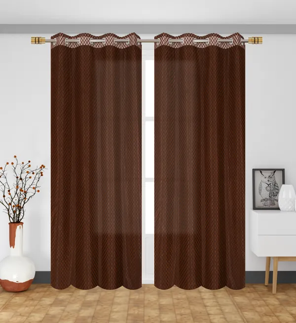 Brown_Diamond_Pattern_Grommet_Curtain_Panel_-_Semi-Sheer_Window_Drape