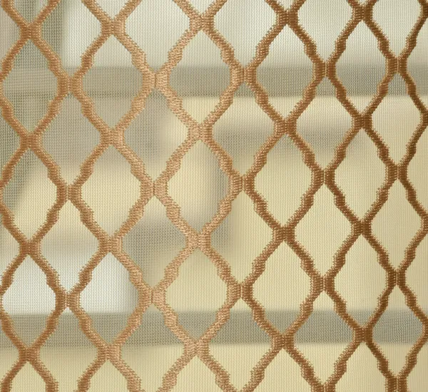 Geometric_Pattern_Semi-Sheer_Grommet_Curtain_-_Brown_&_Cream_Diamond_Lattice_Design
