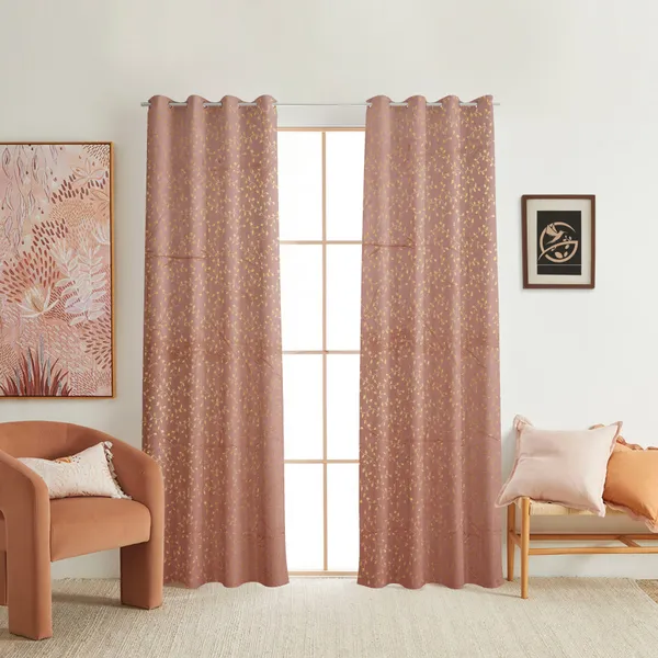 Pink_Floral_Gold_Foil_Curtain_Panel_With_Grommet_Top