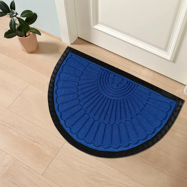 Semi-Circle_Sunburst_Pattern_Doormat_-_Blue_With_Black_Border