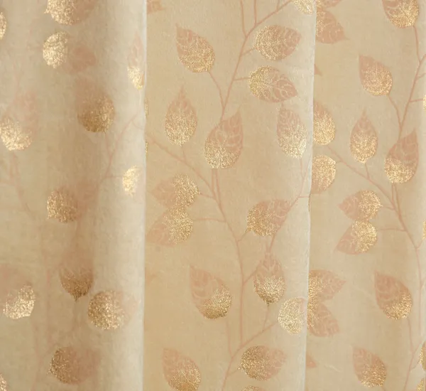 Elegant_Golden_Leaf_Print_Sheer_Curtain_With_Grommet_Top