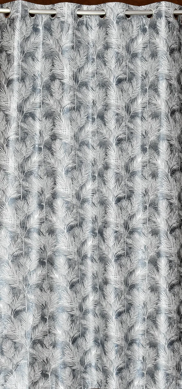 Palm_Leaf_Print_Grommet_Curtain_Panel_Set_-_Grey_&_White