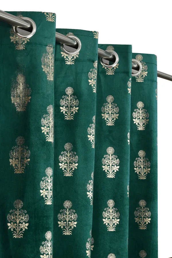 Green_Velvet_Curtains_With_Gold_Floral_Print_-_Set_Of_2_Panels_With_Grommet_Top