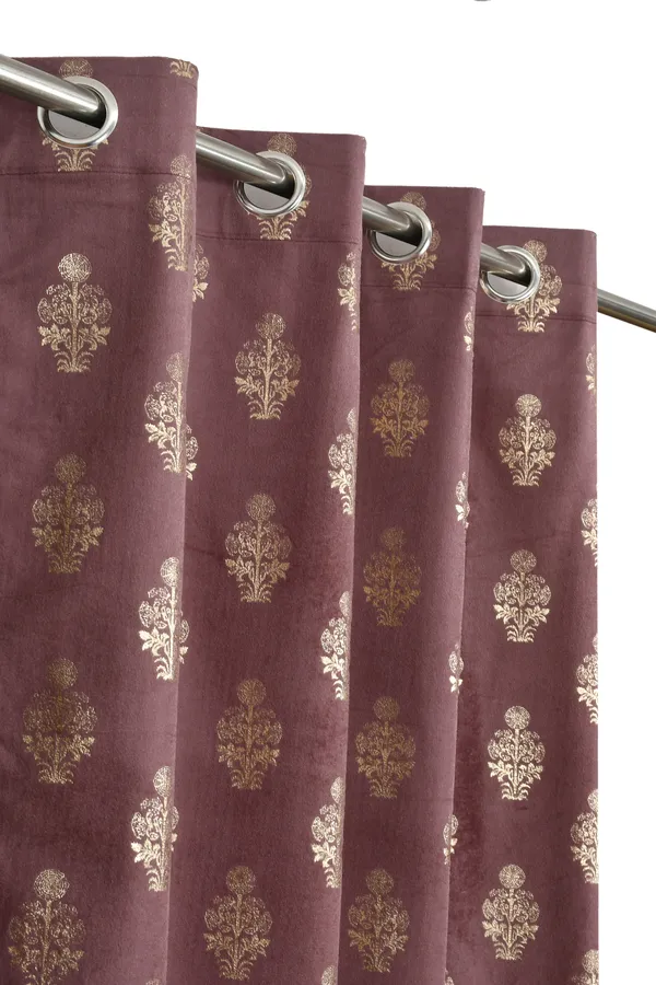 Purple_Damask_Print_Eyelet_Curtains_With_Gold_Pattern_-_Set_Of_2_Panels