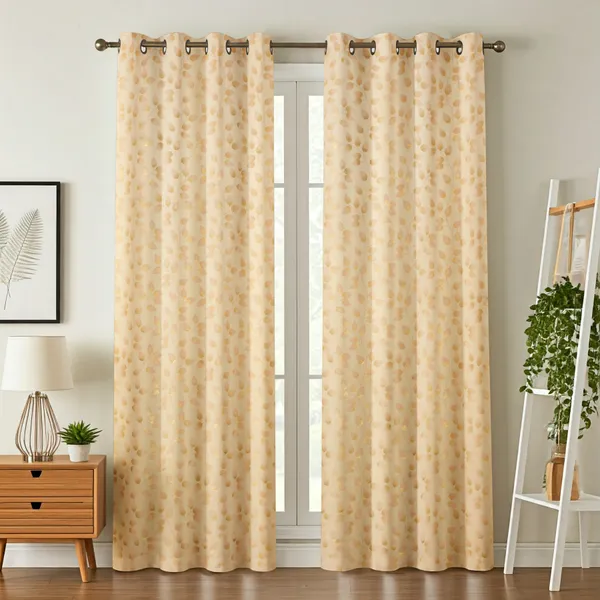 Elegant_Golden_Leaf_Print_Sheer_Curtain_With_Grommet_Top