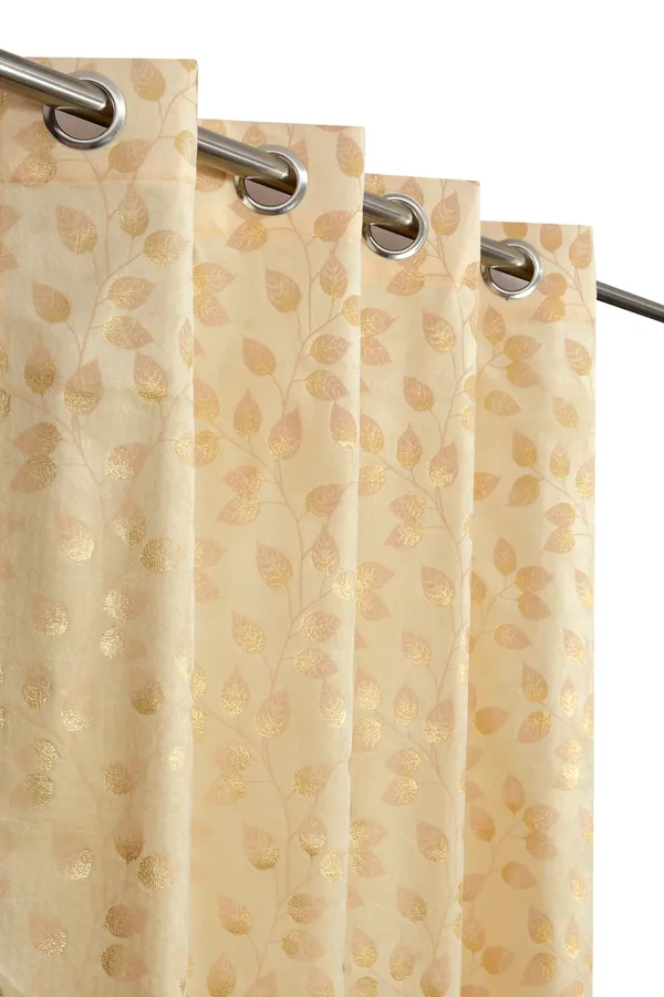 Elegant_Golden_Leaf_Print_Sheer_Curtain_With_Grommet_Top
