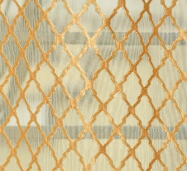 Golden_Orange_Diamond_Lattice_Pattern_Sheer_Curtain_With_Grommet_Top