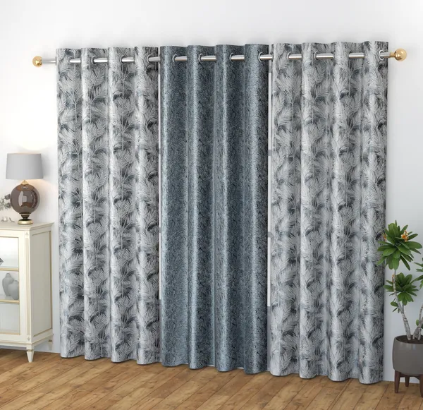 Palm_Leaf_Print_Eyelet_Curtain_-_Grey_&_White_Tropical_Pattern_Door_Window_Curtain