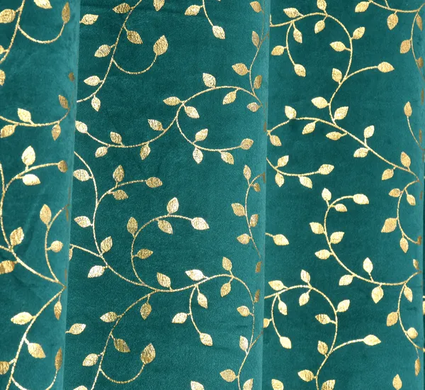 Teal_Green_Leaf_Pattern_Curtains_With_Grommets_-_Set_Of_2_Panels