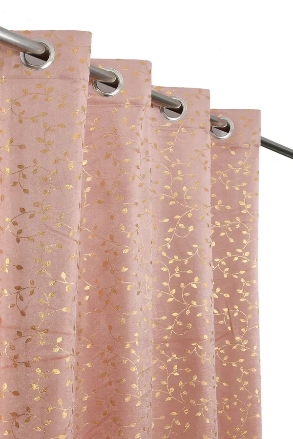Pink_Floral_Gold_Foil_Curtain_Panel_With_Grommet_Top