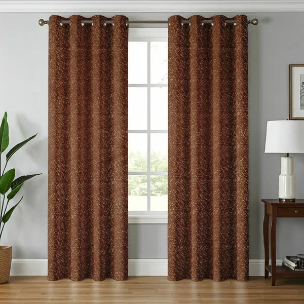 Textured_Brown_Curtains_With_Grommet_Top_(Set_Of_2)