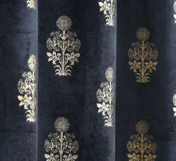 Navy_Blue_Curtains_With_Gold_&_Silver_Damask_Print_-_Eyelet/Grommet_Style_(Set_Of_2)