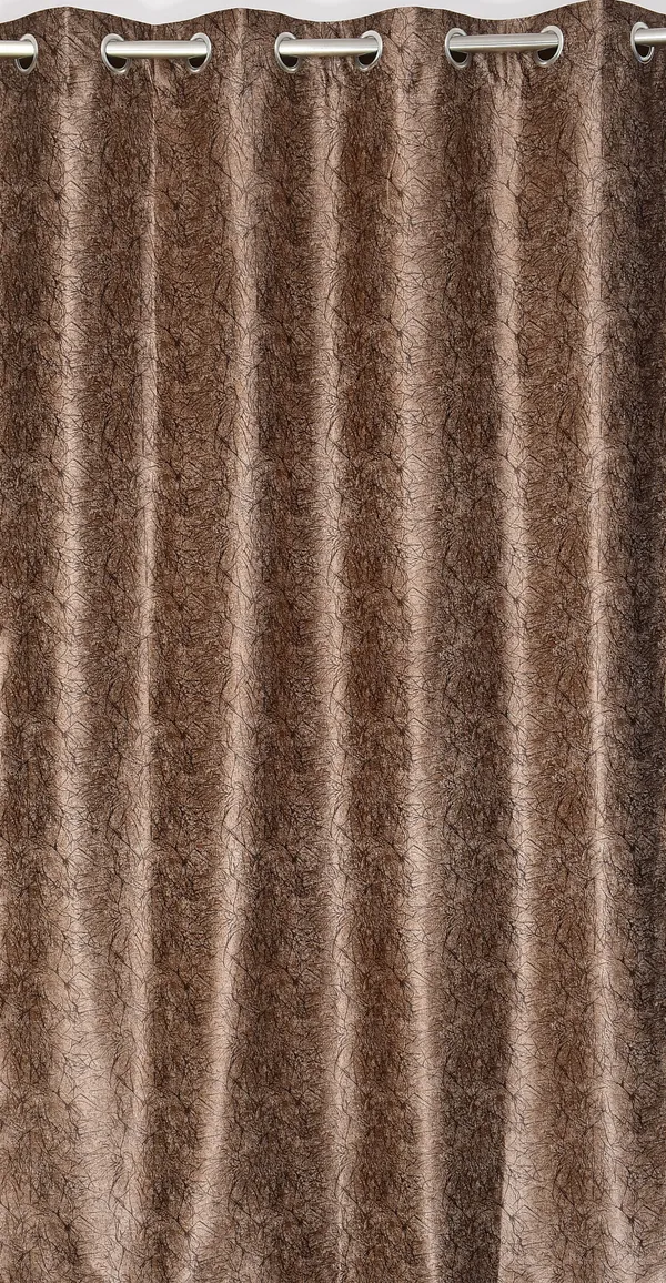 Premium_Tropical_Feather_Print_&_Solid_Brown_Curtain_Set_-_Set_Of_3_Panels_With_Grommets