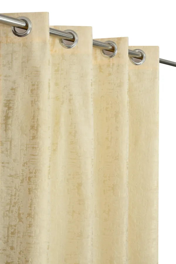 Beige_Distressed_Texture_Blackout_Curtain_With_Grommet_Top