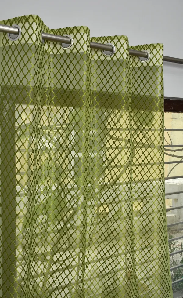 Olive_Green_Textured_Sheer_Curtain_With_Grommet_Top_-_Set_Of_2_Panels