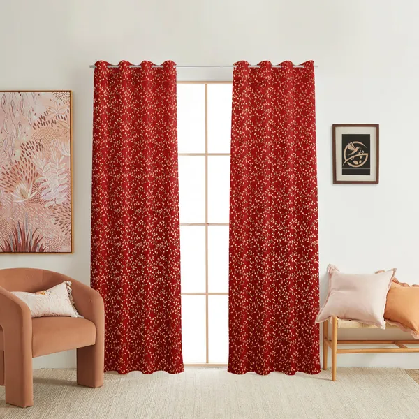 Red_And_Gold_Floral_Vine_Embroidered_Grommet_Curtain_Panel