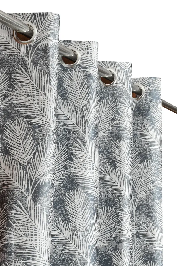 Palm_Leaf_Print_Grommet_Curtain_Panel_Set_-_Grey_&_White