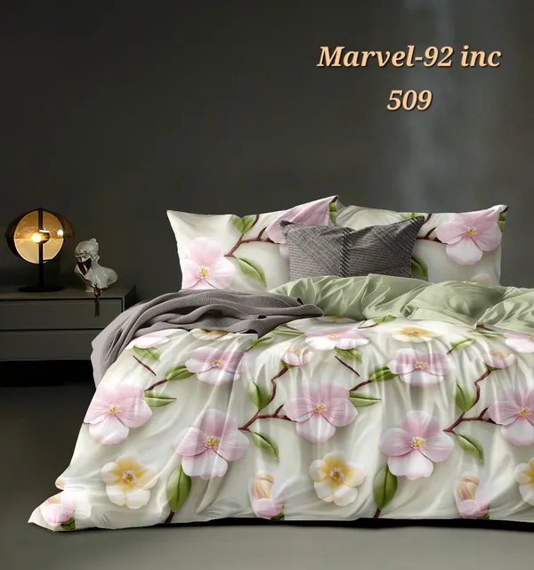 7D_Printed_Marvel-92_Floral_Bedding_Set_-_Pink_Blossom_Design_(Model_509)