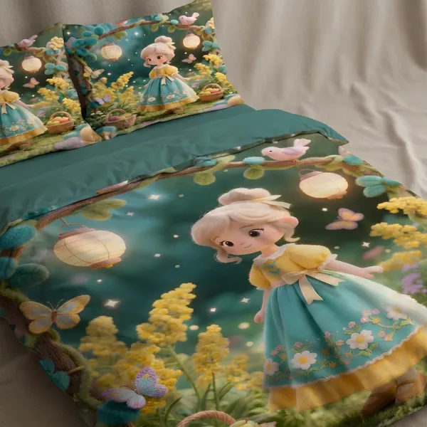 7D_Printed_Whimsical_Garden_Girl_Printed_Bedding_Set_With_Duvet_Cover_And_Pillow_Covers