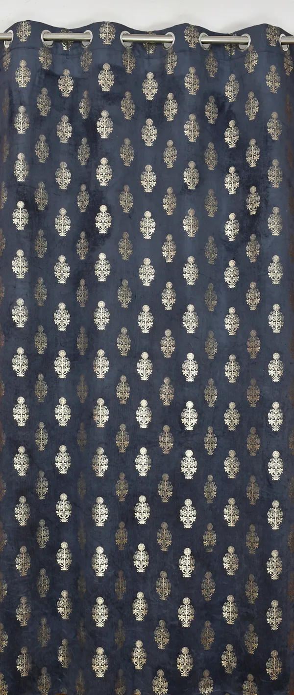 Navy_Blue_Curtains_With_Gold_&_Silver_Damask_Print_-_Eyelet/Grommet_Style_(Set_Of_2)