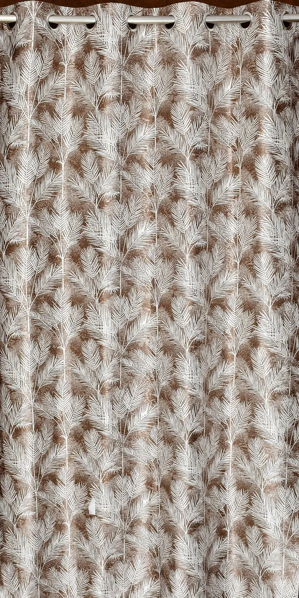 Tropical_Palm_Leaf_Printed_Curtain_Panel_With_Grommets_-_Brown_&_White_Pack_Of_2
