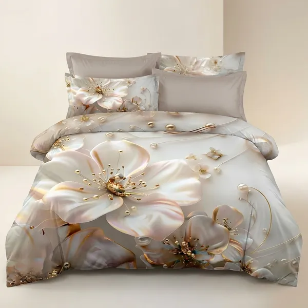 7D_Printed_Luxurious_White_And_Gold_Floral_Printed_Bedding_Set_With_3D_Embellishments