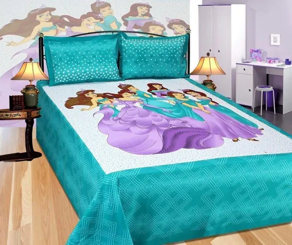 7D_Printed_Disney_Princess_Kids_Bedsheet_Set_With_2_Pillow_Covers_-_Double_Bed_(Turquoise_Blue)