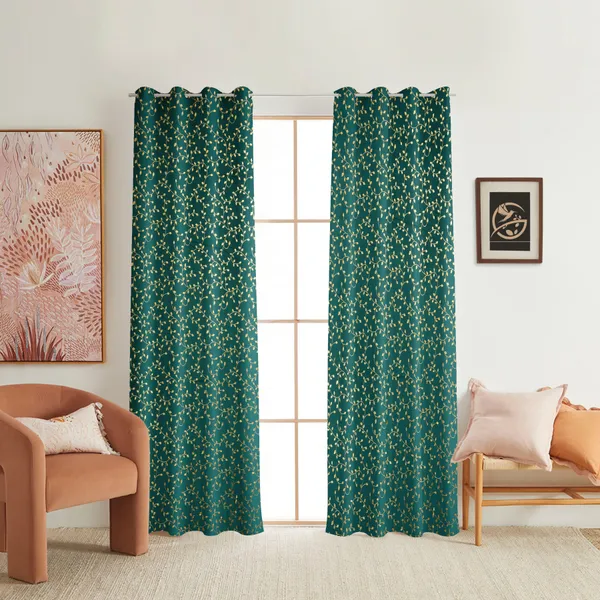 Teal_Green_Leaf_Pattern_Curtains_With_Grommets_-_Set_Of_2_Panels