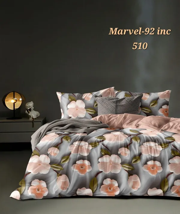 7D_Printed_Marvel-92_Inc_Floral_Print_Bedding_Set_-_Grey_&_Peach