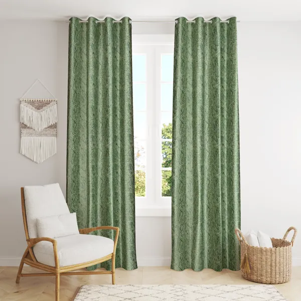 Green_Botanical_Print_Grommet_Curtains_With_Abstract_Branch_Pattern