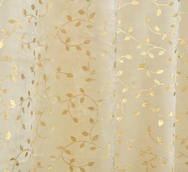 Elegant_Cream_Sheer_Curtain_With_Golden_Floral_Print_And_Grommet_Top_(Set_Of_2)