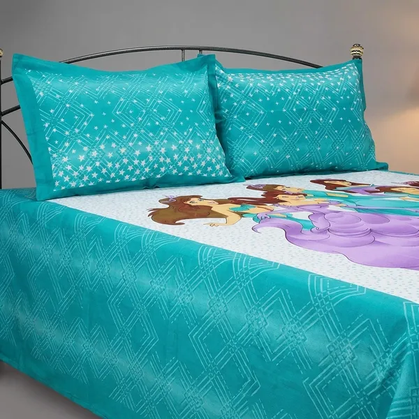 7D_Printed_Disney_Princess_Kids_Bedsheet_Set_With_2_Pillow_Covers_-_Double_Bed_(Turquoise_Blue)