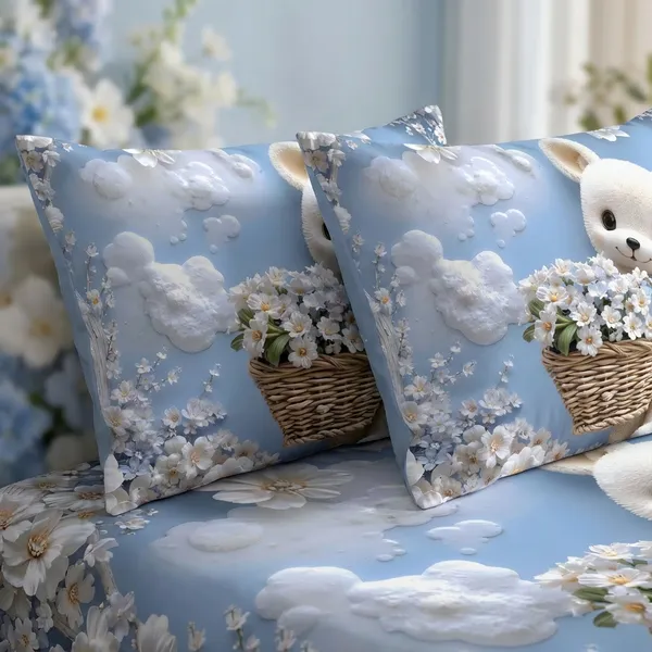 7D_Printed_Cute_White_Bear_With_Flowers_Printed_Bedding_Set_With_Pillow_Covers