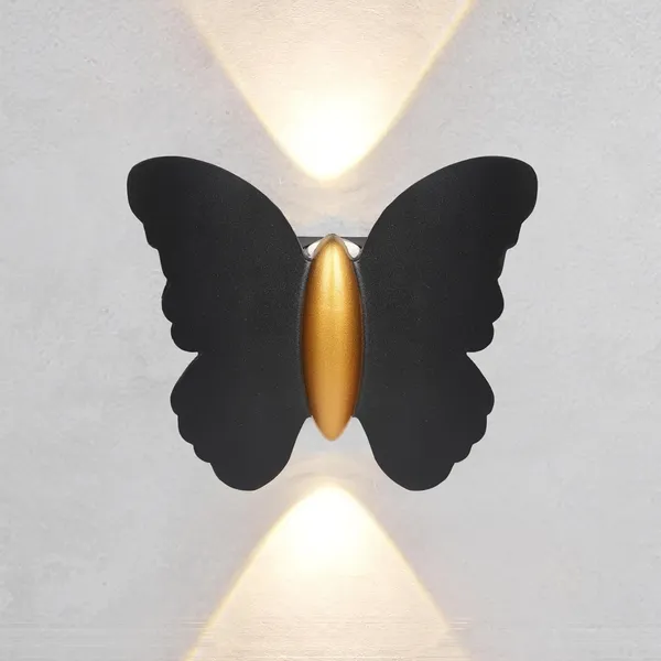 Butterfly_Shape_Led_Wall_Light_Black_With_Gold_Accent_8W