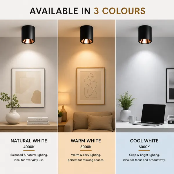 STARKLE_Aluminium_Black_Body_Light_Rose_Gold_Reflector_Cylindrical_Surface_Mounted_Spot_Light_Down_Light_|_Natural_White_4000K/_Cool_White_6000K/_Warm_White_3000k_|_2_Year_Warranty