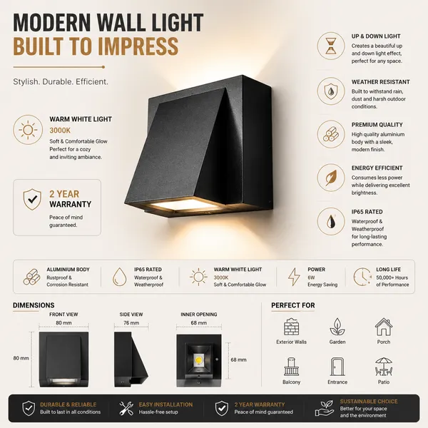 Starkle_Half-K_LED_Wall_Light_|_Outdoor_Decorative_Wall_Lamp_|_IP65_Waterproof_|_Warm_White_3000K