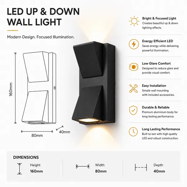 Starkle_DuoBeam_LED_Up_&_Down_Wall_Light_–_10W,_IP65_Outdoor_Wall_Sconce