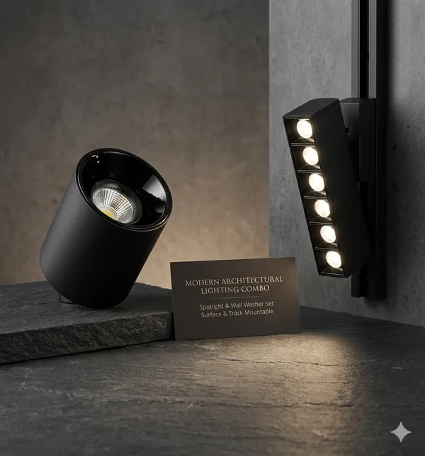 Pack_Of_2_Led_Surface_Cylindrical_Spotlight_Cob_Led_7W_And_Magnetic_Movable_Wall_Washer_Down_Light_6W_Combo