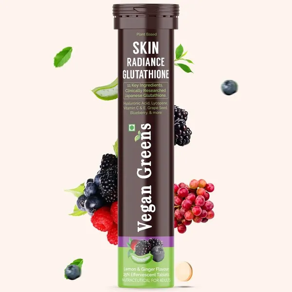 VEGAN GREENS Skin Radiance Glutathione With Hyaluronic Acid Aloe Vera  Lycopene Vitamin E C Grape Seed For Skin Whitening Glow Hydration Price in  India - Buy VEGAN GREENS Skin Radiance Glutathione With