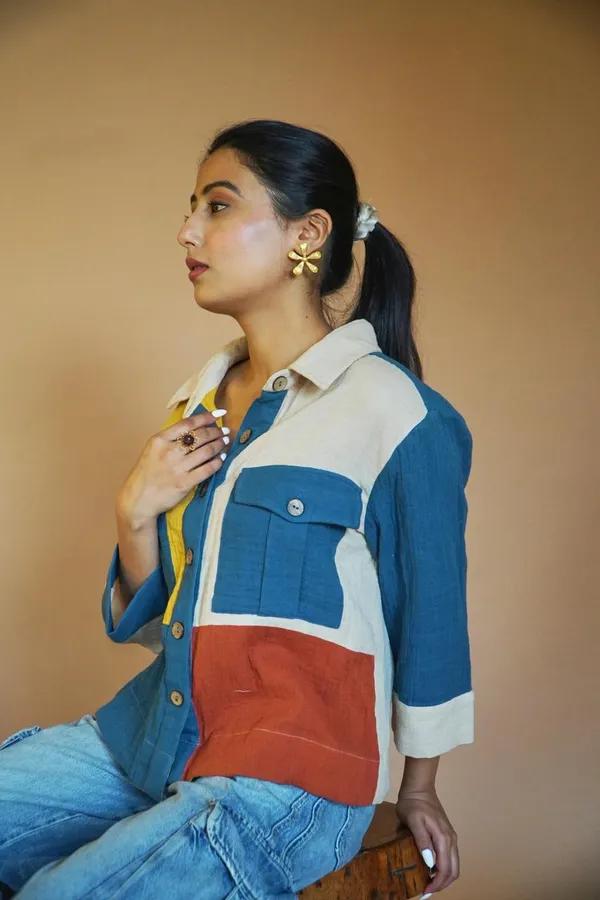 Urban_Color_Block_Cotton_Shirt_For_Women