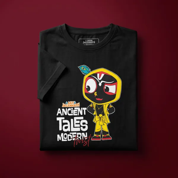 Jay_Jagannath_Kids_"Ancient_Tales_Modern_Twist"_Black_T-Shirt