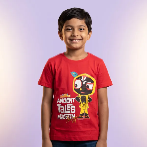 Jay_Jagannath_Kids_"Ancient_Tales_Modern_Twist"_Red_T-Shirt