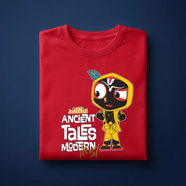 Jay_Jagannath_Kids_"Ancient_Tales_Modern_Twist"_Red_T-Shirt